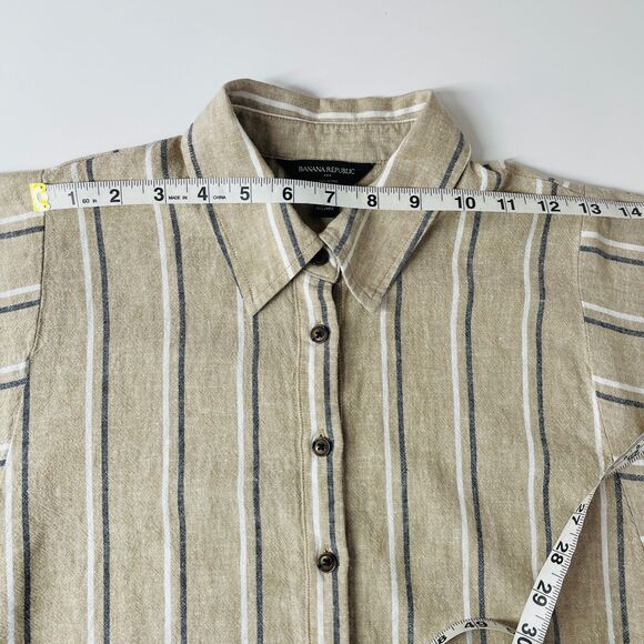 Banana Republic Linen Cropped Button Down Shirt XS - Small Linen Cropped Blouse - Picture 8 of 13